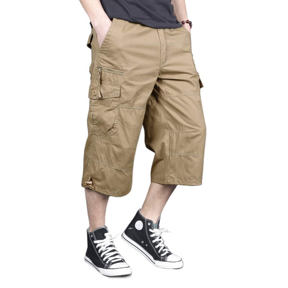 Men's Capri Long Elastic Cargo Shorts