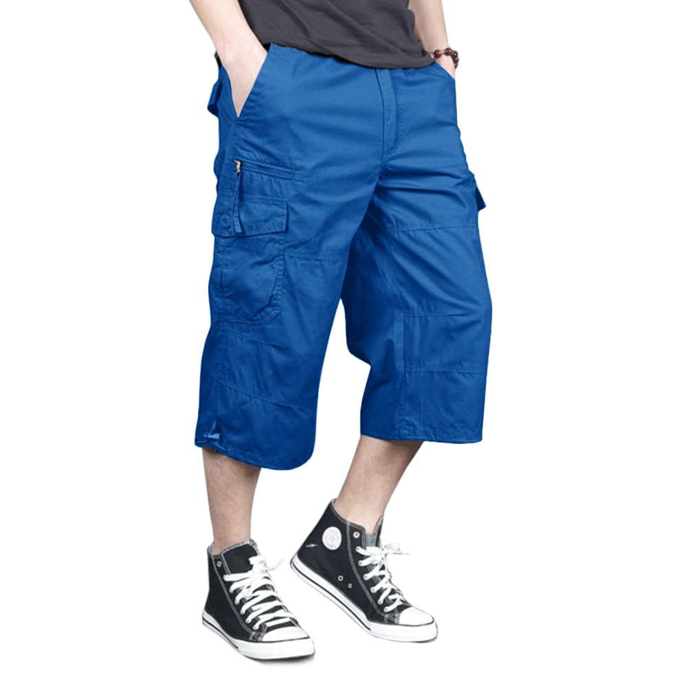 Men's Capri Long Elastic Cargo Shorts