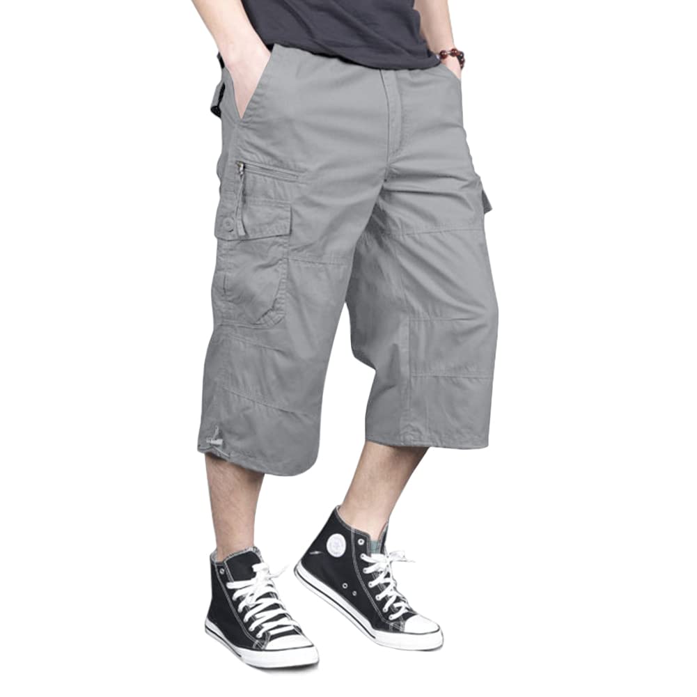 Men's Capri Long Elastic Cargo Shorts