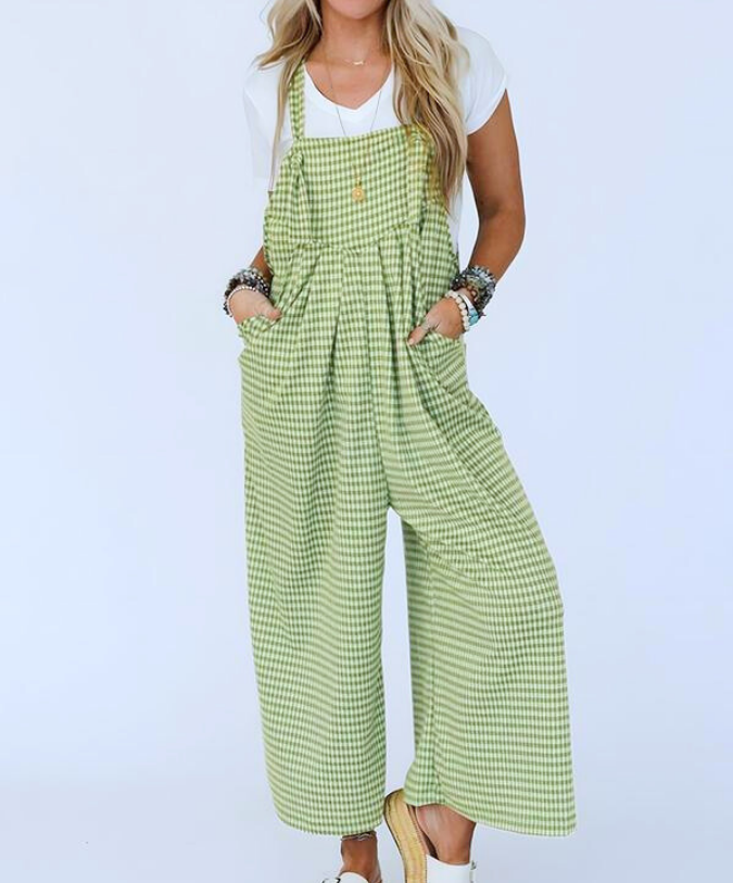 Comfy Plaid Jumpsuit